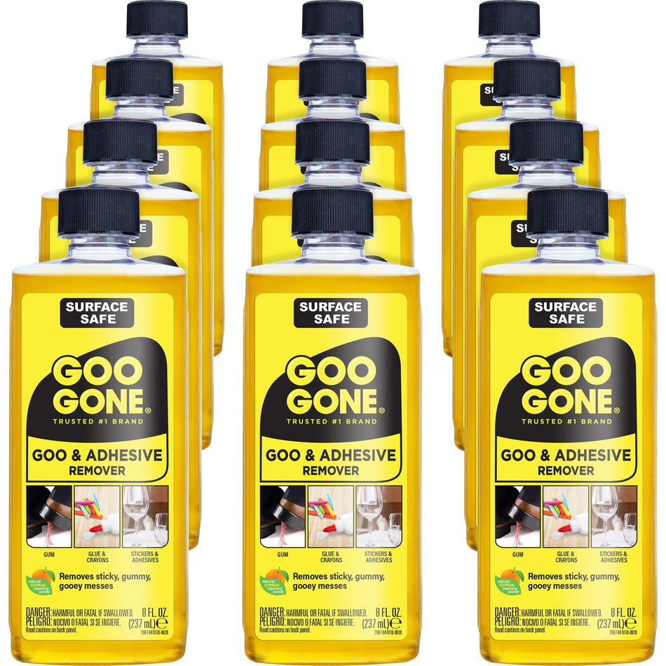 Goo Gone Gum/Glue Remover - For Multipurpose - 8 fl oz (0.3 quart) - Citrus Scent - Recommended For: Grease Remover - Easy to Use - Orange - 12 / Carton
