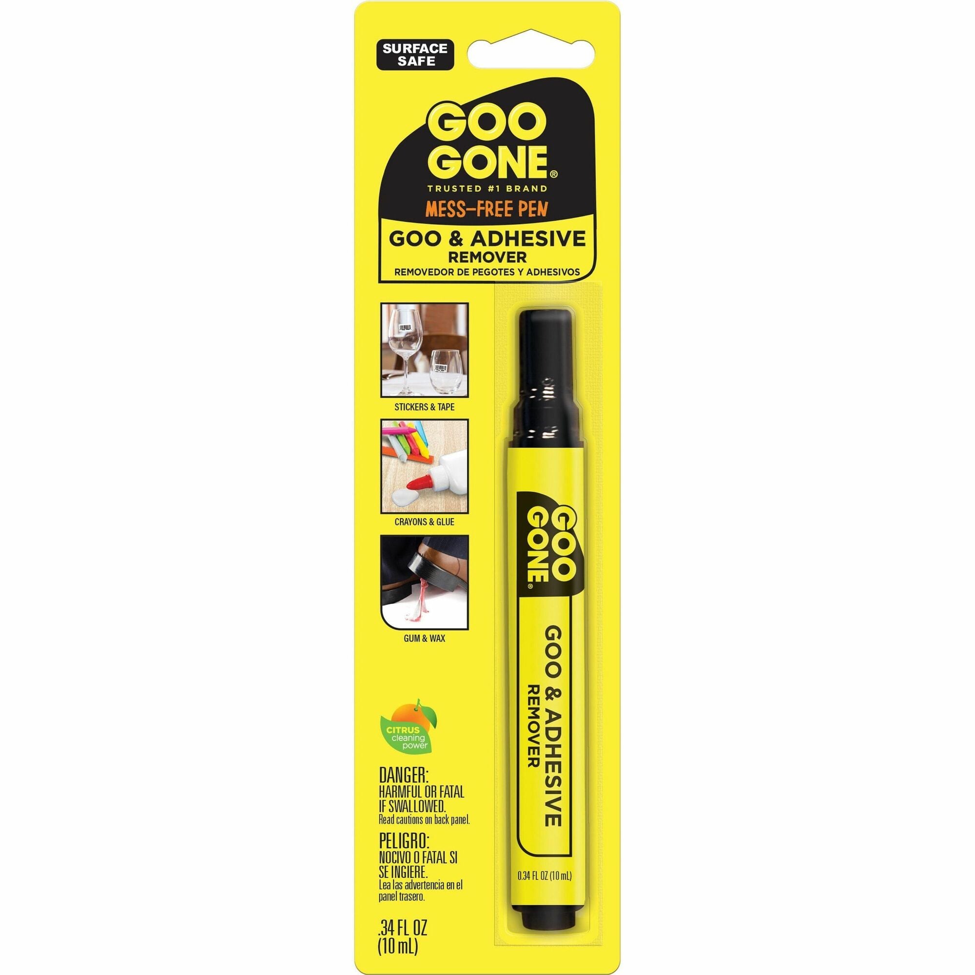 Goo Gone Mess-free Pen - For Multipurpose - 0.34 fl oz - Spill Proof, Unbreakable, Compact, Mess-free, Long Lasting - Black, Orange - 12 / Carton