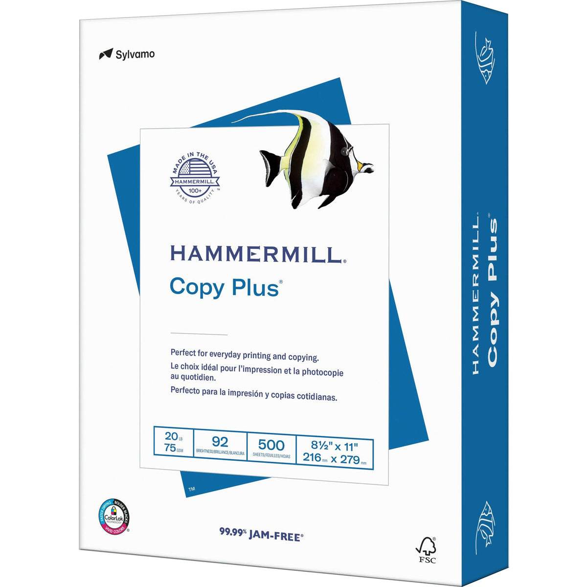 Hammermill Copy Plus Paper - White - 92 Brightness - Letter - 8 1/2" x 11" - 20 lb Basis Weight - Acid-free, Quick Drying - White - 500 / Ream