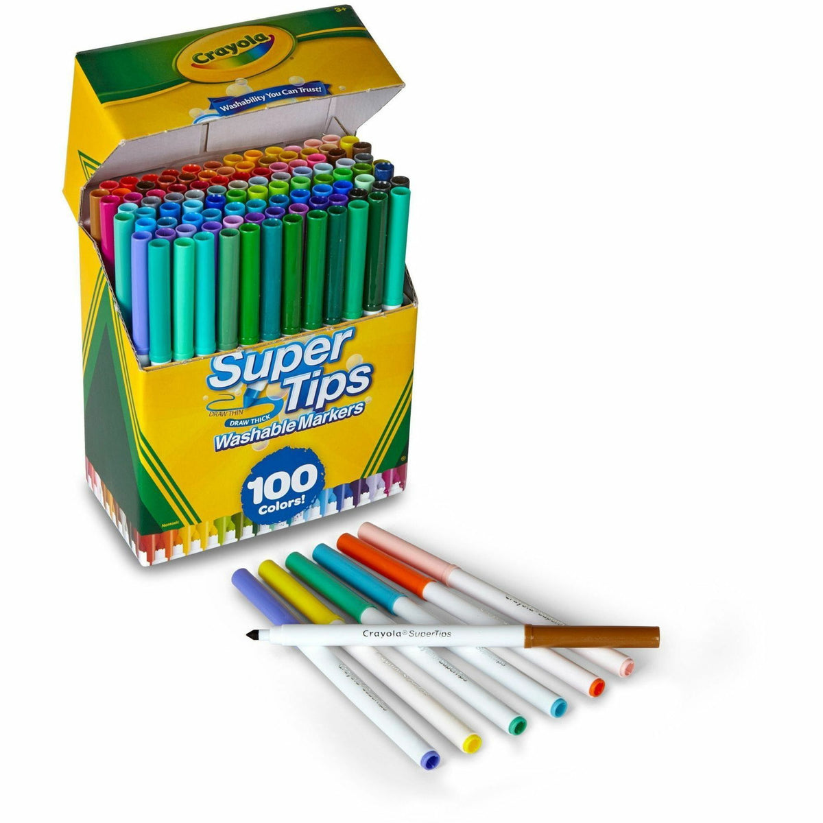 Crayola Super Tips Washable Markers - Conical Marker Point - Washable - 100 / Set