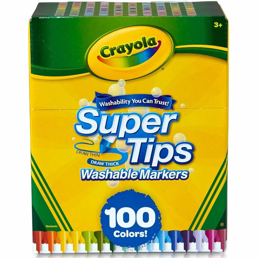 Crayola Super Tips Washable Markers - Conical Marker Point - Washable - 100 / Set