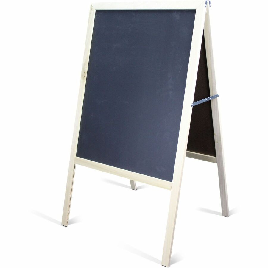 Flipside Dry-erase Board/Chalkboard Easel - Natural White/Black Surface - Hardwood Frame - Rectangle - 1 Each