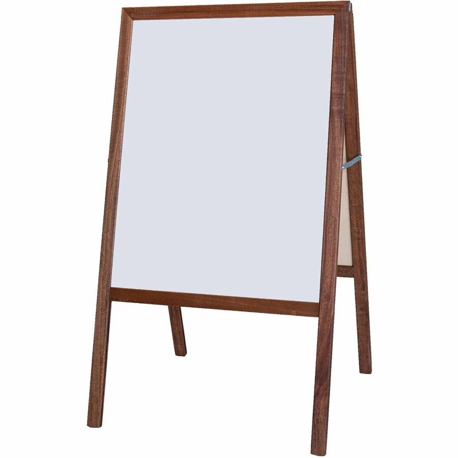 Flipside Dark Frame Signage Easel - Stained White/Black Surface - Hardwood Frame - Rectangle - 1 Each