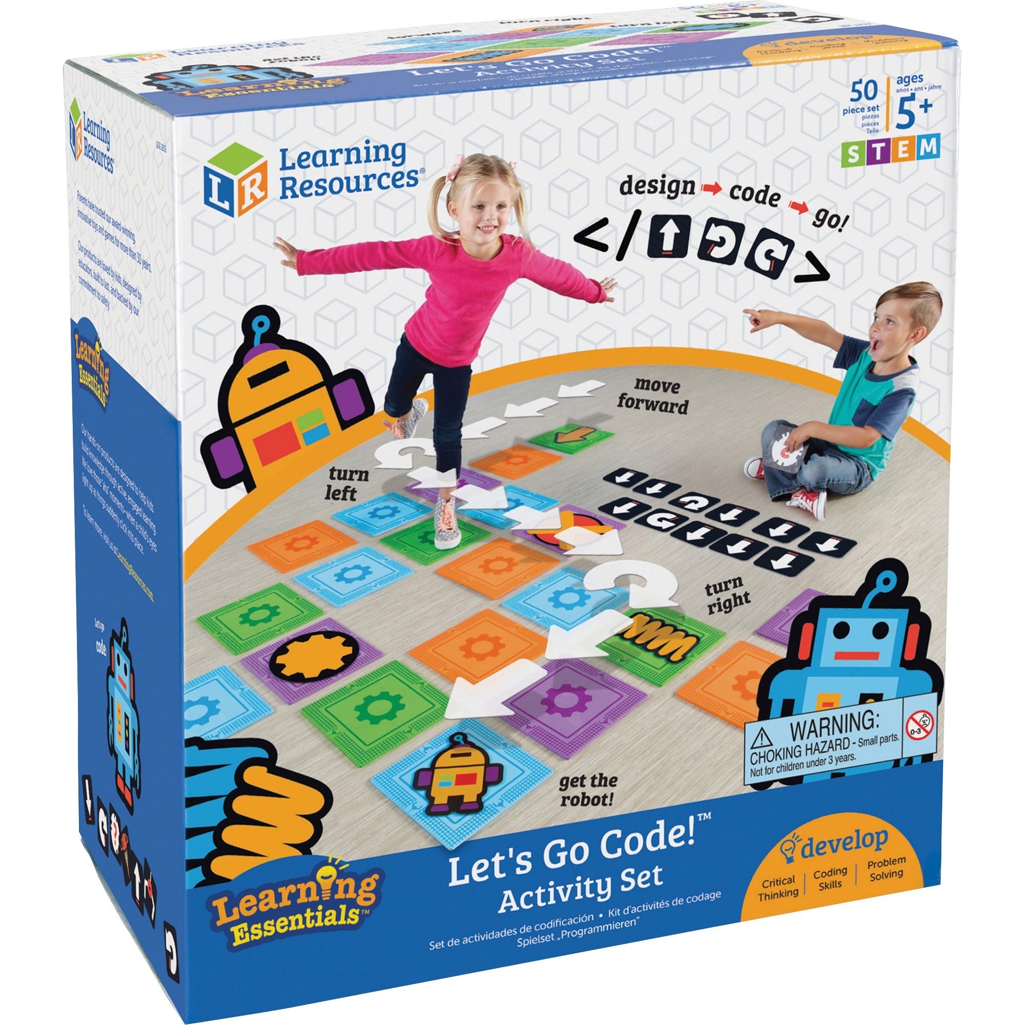 Learning Resources Ages 5+ Let's Go Code Activity Set - Theme/Subject: Fun - Skill Learning: Gross Motor, Visual, Critical Thinking, Sequential Thinking, Problem Solving, Direction - 50 Pieces - 5+ - 1 Set