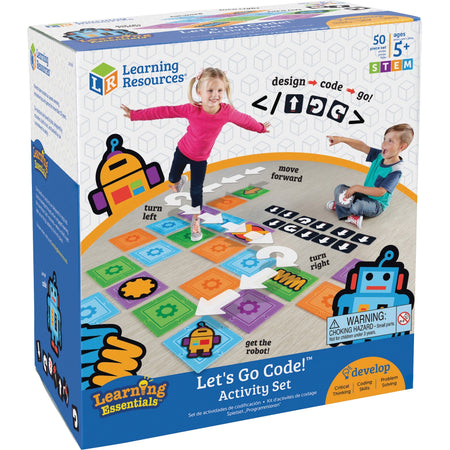 Learning Resources Ages 5+ Let's Go Code Activity Set - Theme/Subject: Fun - Skill Learning: Gross Motor, Visual, Critical Thinking, Sequential Thinking, Problem Solving, Direction - 50 Pieces - 5+ - 1 Set