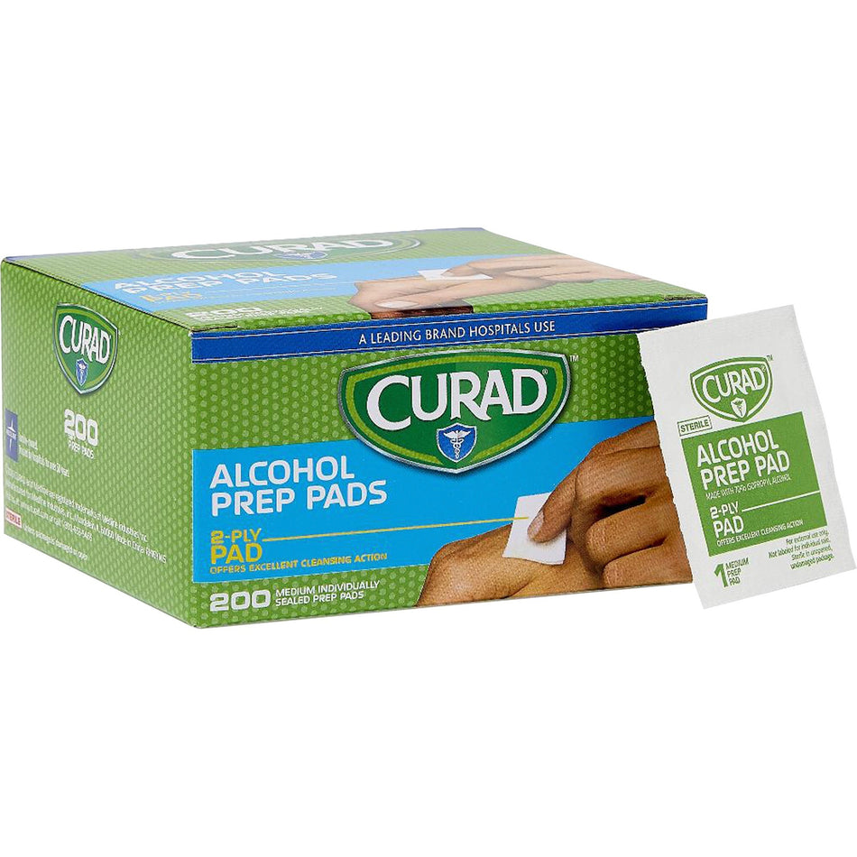 Curad Sterile Alcohol Swabs - 1" Width x 1" Depth - 200 / Box