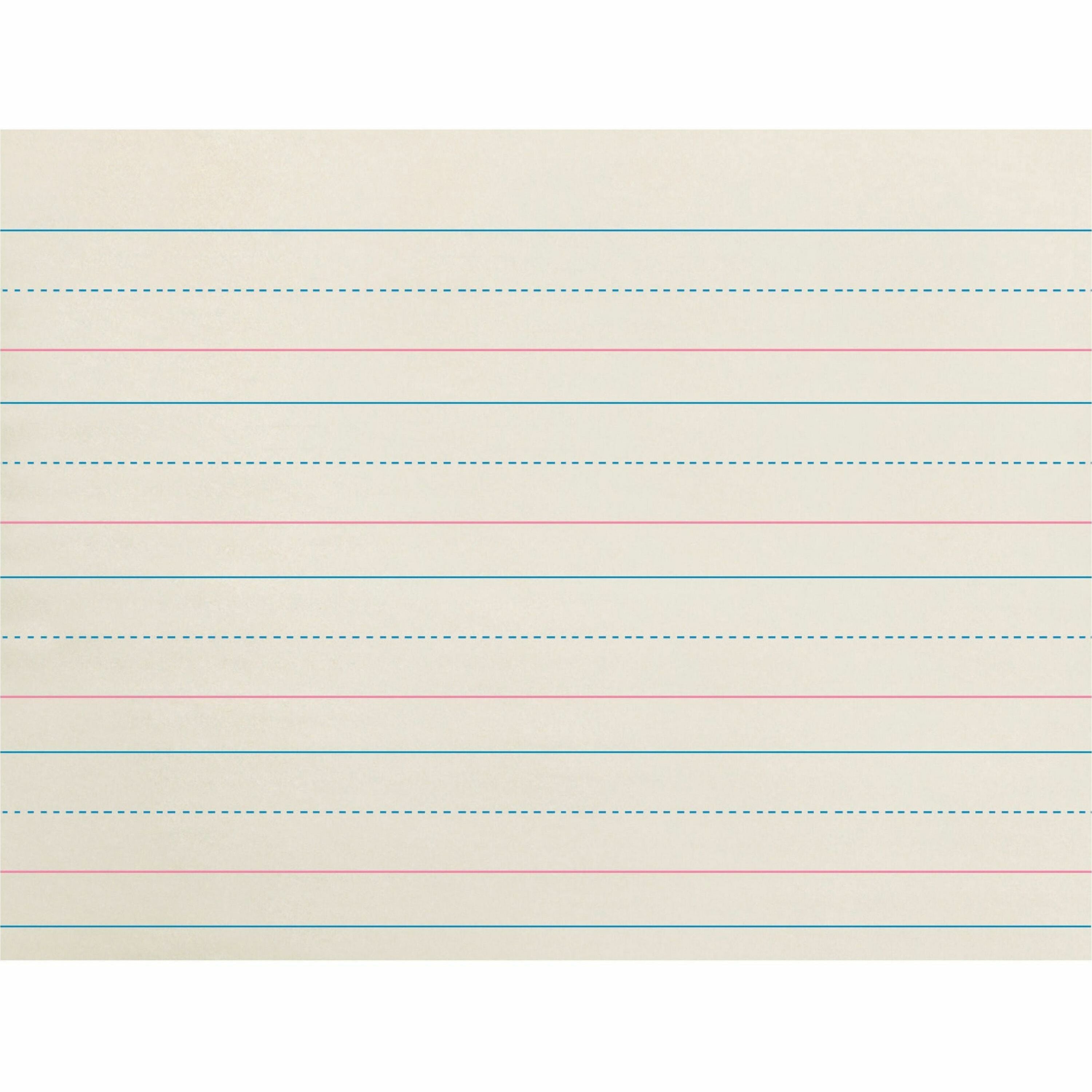 Zaner-Bloser Broken Midline Ruled Paper - Printed - 1.13" Ruled - 30 lb Basis Weight - 8" x 10 1/2" Sheet Size - White Paper - 500 / Ream