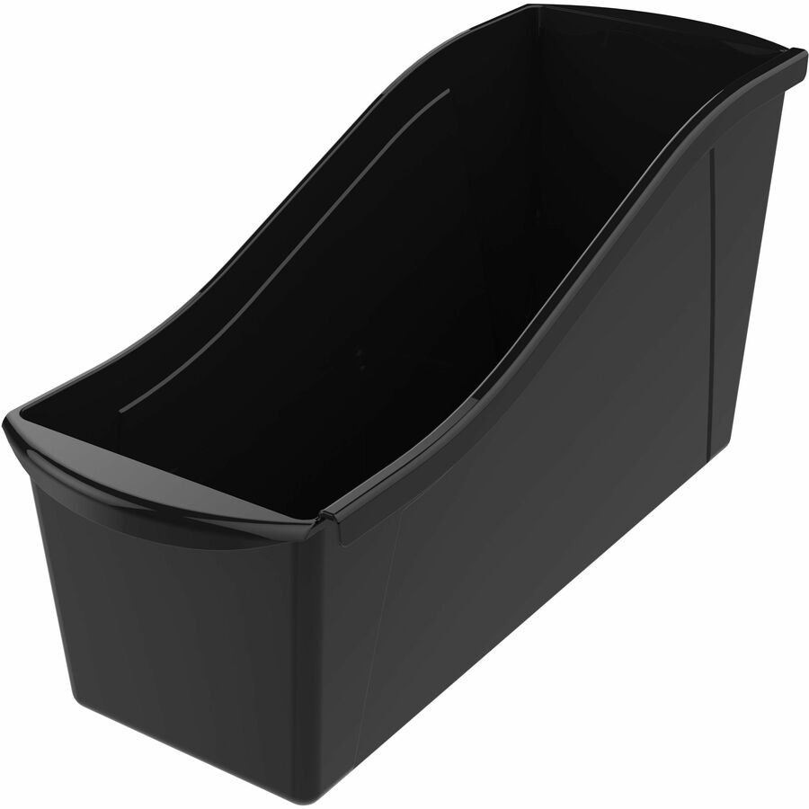 Storex Book Bins - 7" Height x 5.30" Width x 14.30" Length - Sturdy - Black - Plastic - 6 / Carton