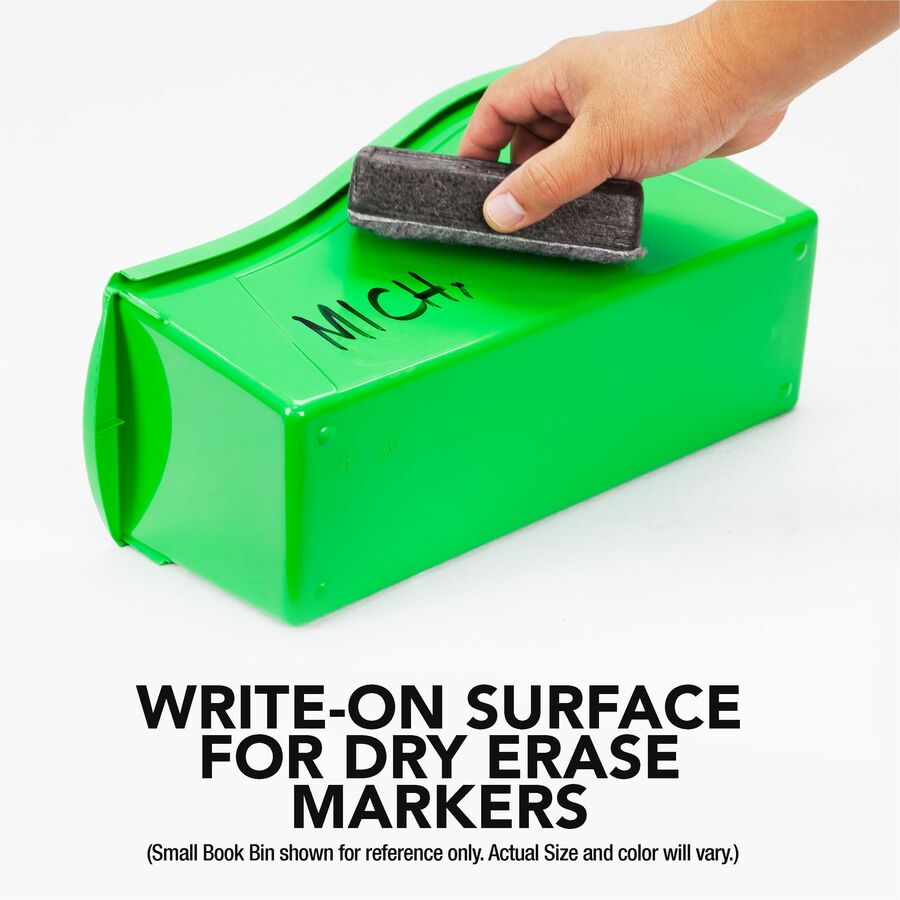 Storex Book Bins - 7" Height x 5.30" Width x 14.30" Length - Sturdy - Black - Plastic - 6 / Carton