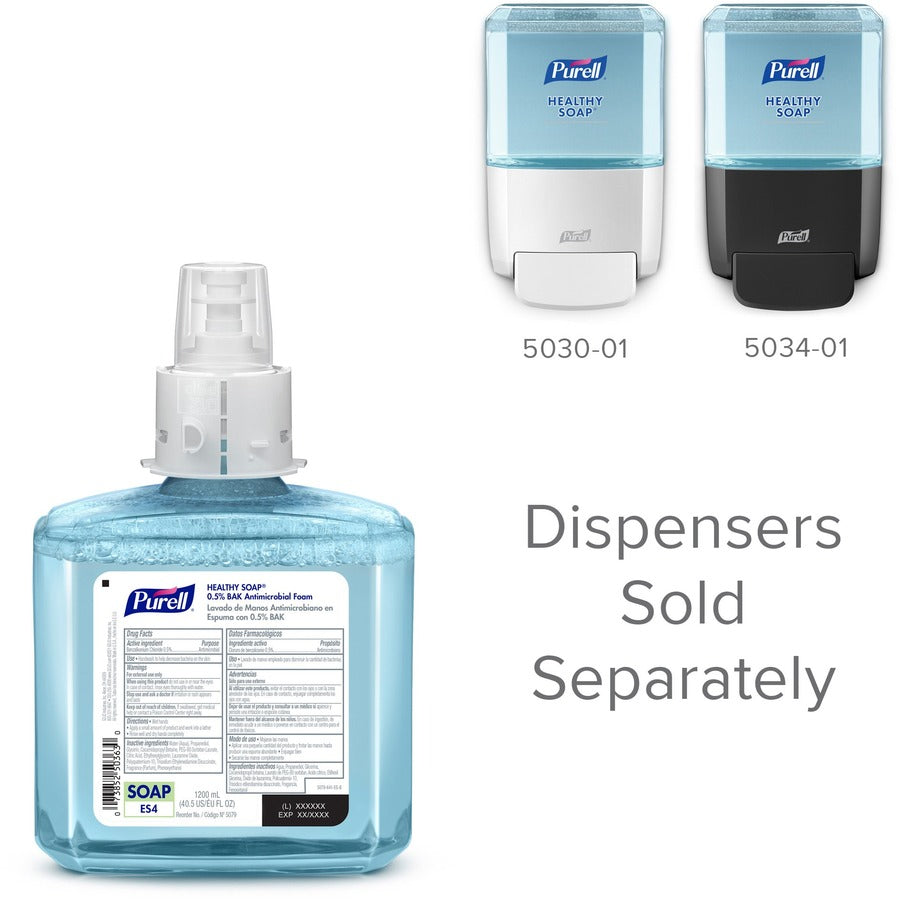 PURELL® HEALTHY SOAP™ ES4 0.5% BAK Antimicrobial Foam Refill - 1.27 quart - Hand, Skin - Moisturizing - Blue - Bio-based, Dye-free - 2 / Carton