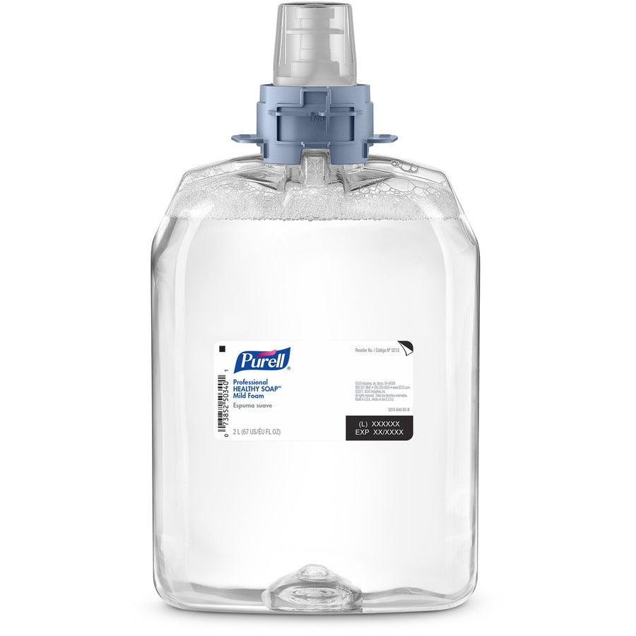 PURELL® FMX-20 HEALTHY SOAP™ Mild Foam Refill - Fragrance-free ScentFor - 67.6 fl oz (2 L) - Dirt Remover, Kill Germs - Hand, Skin - Moisturizing - Clear - Dye-free, Bio-based - 2 / Carton