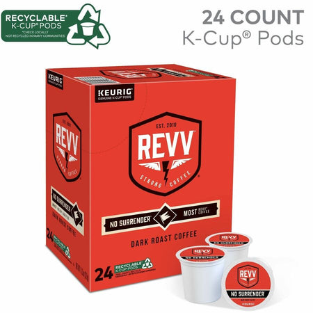 revv® K-Cup Pod No Surrender Keurig Single-Serve Pods Dark Roast Coffee 24 Count - Compatible with Brewer