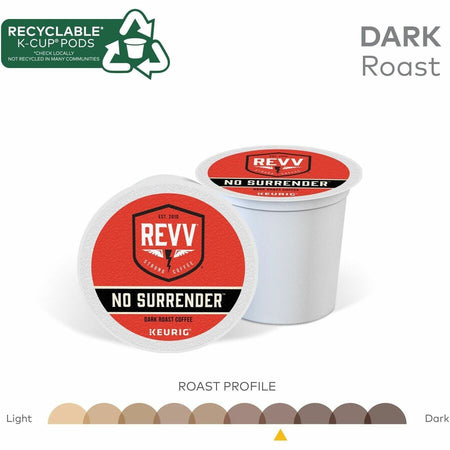 revv® K-Cup Pod No Surrender Keurig Single-Serve Pods Dark Roast Coffee 24 Count - Compatible with Brewer
