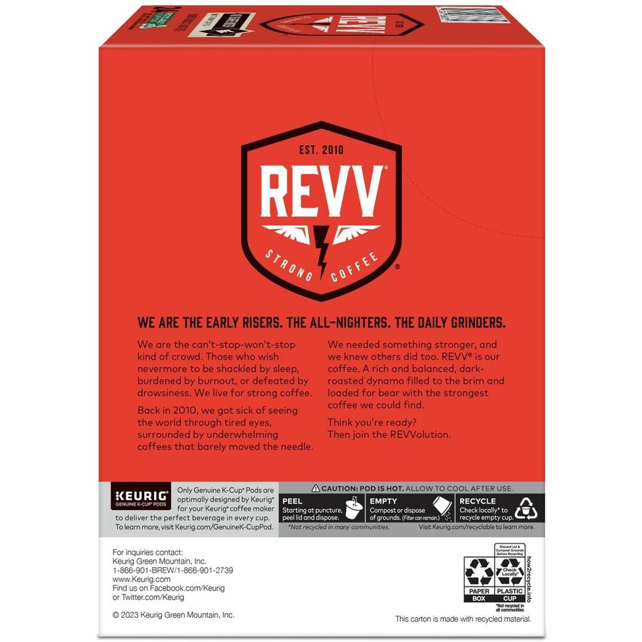 revv® K-Cup Pod No Surrender Keurig Single-Serve Pods Dark Roast Coffee 24 Count - Compatible with Brewer