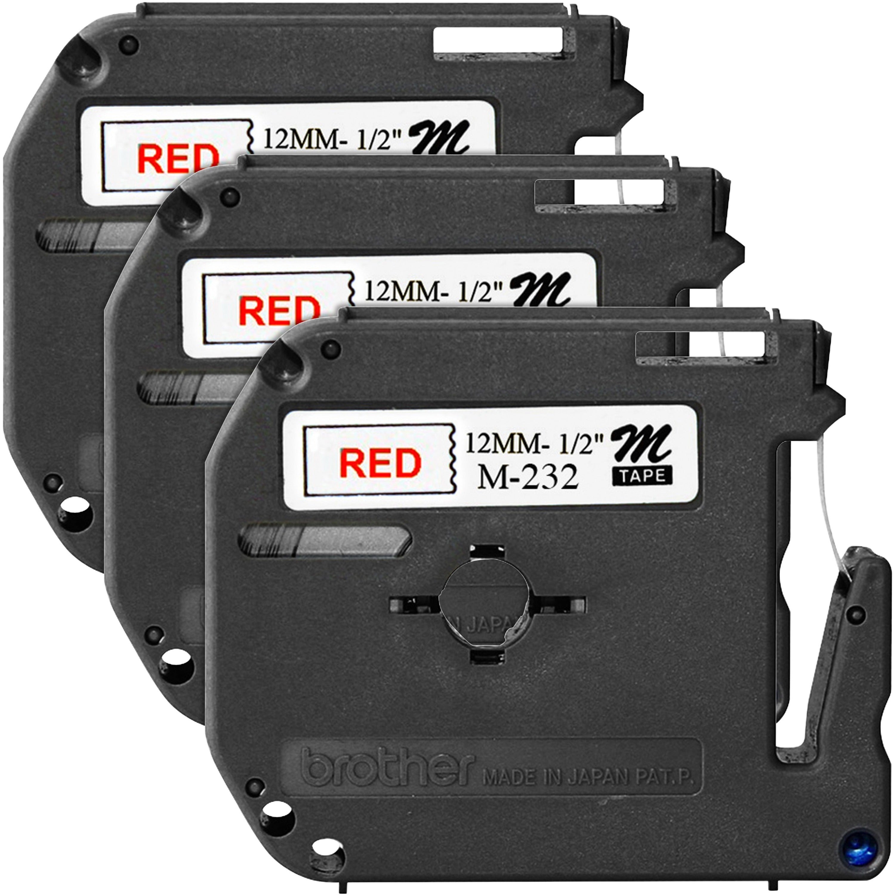 P-touch P-touch Nonlaminated M Series Tape Cartridge - 1/2" Width x 26 1/5 ft Length - Rectangle - Direct Thermal - White - Self-adhesive, Non-laminated - 3 / Bundle