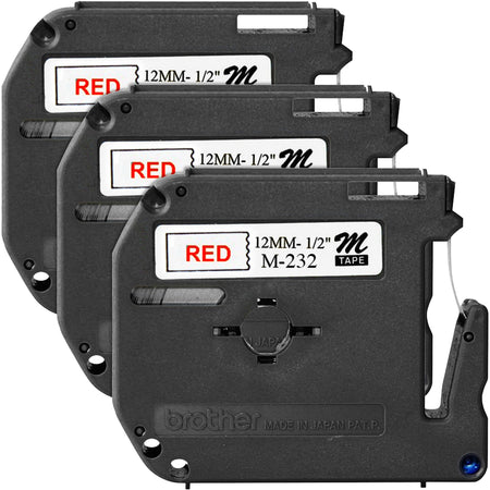 P-touch P-touch Nonlaminated M Series Tape Cartridge - 1/2" Width x 26 1/5 ft Length - Rectangle - Direct Thermal - White - Self-adhesive, Non-laminated - 3 / Bundle