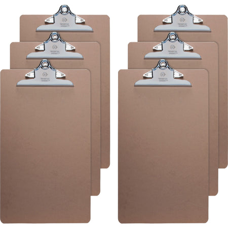 Business Source Hardboard Clipboard - 9" x 15 1/2" Sheet Size - Hardboard - Brown - 6 / Bundle