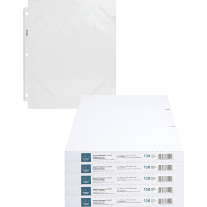 Business Source Poly Sheet Protectors: Letter Size Top Loading Clear - 100/Box - Protectors