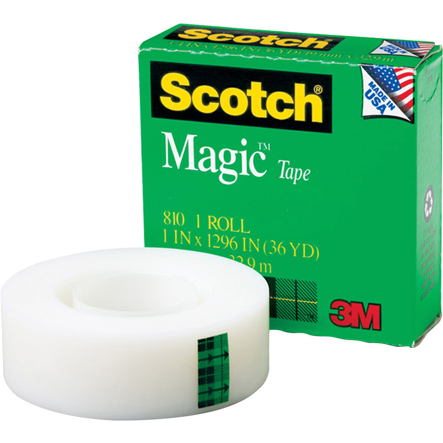 Scotch Invisible Magic Tape - 36 yd Length x 1" Width - 1" Core - Matte - Clear - Split Resistant, Tear Resistant - For Mending, Splicing - 6 / Pack
