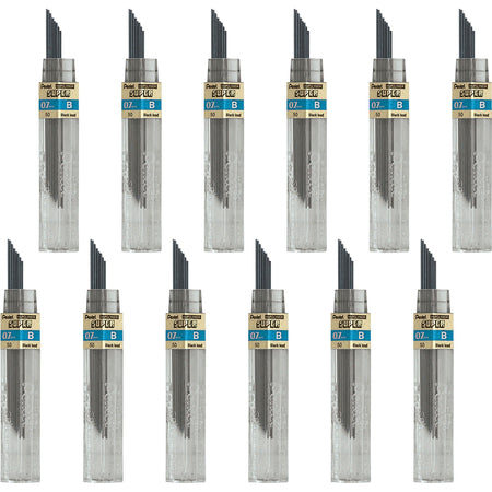 Pentel Super Hi-Polymer Leads - 0.7 mm , Medium Point - B - Black Lead - 12/Tube - 12 / Box