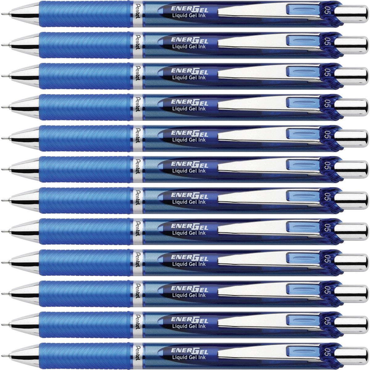 EnerGel EnerGel RTX Liquid Gel Pens - 0.5 mm Fine Needle Pen Point - Refillable - Retractable - Blue Ink - Gel-based - Blue Barrel - Stainless Steel Tip - 12 / Box