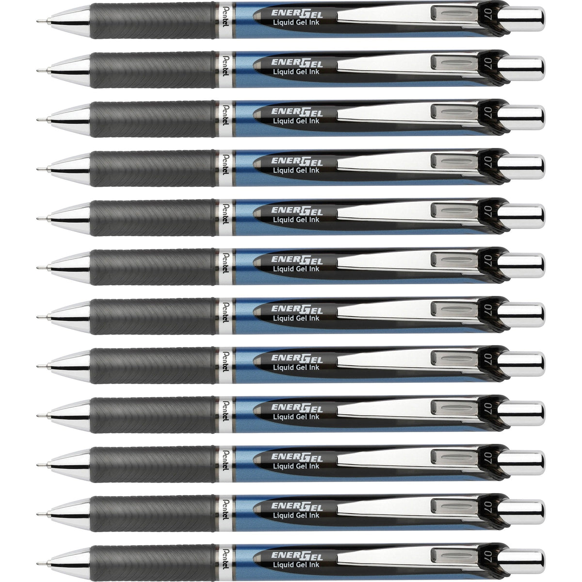EnerGel EnerGel RTX Liquid Gel Pens - 0.7 mm Medium Needle Pen Point - Refillable - Retractable - Black Ink - Gel-based - Blue Barrel - Stainless Steel Tip - 2/Pack - 6 / Box