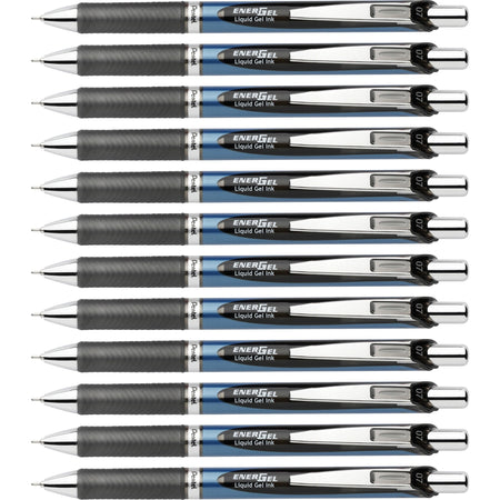 EnerGel EnerGel RTX Liquid Gel Pens - 0.7 mm Medium Needle Pen Point - Refillable - Retractable - Black Ink - Gel-based - Blue Barrel - Stainless Steel Tip - 2/Pack - 6 / Box