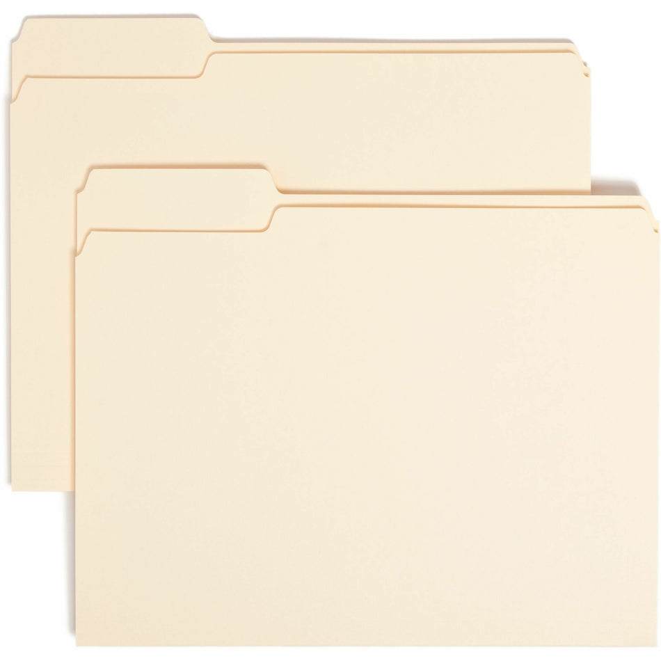 Smead 1/3 Tab Cut Letter Recycled Top Tab File Folder - 8 1/2" x 11" - 3/4" Expansion - Top Tab Location - Left Tab Position - 11 pt. - 1 Plys - Manila - Sturdy - 10% Recycled - 100/Box - 5 / Carton