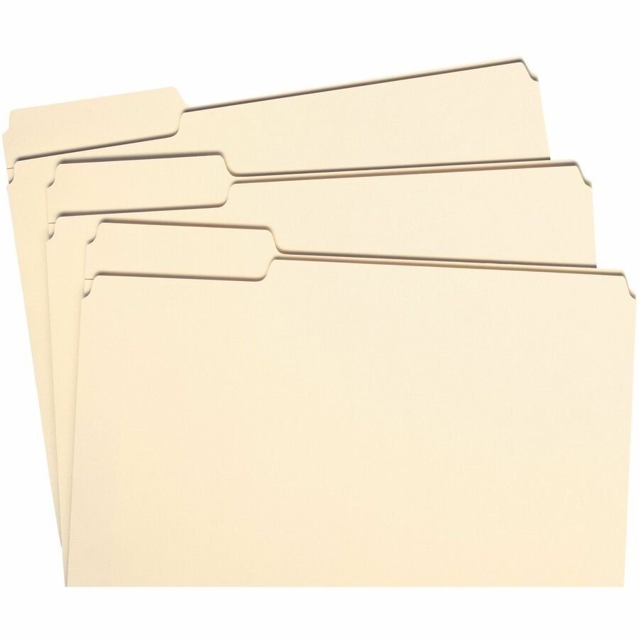 Smead 1/3 Tab Cut Letter Recycled Top Tab File Folder - 8 1/2" x 11" - 3/4" Expansion - Top Tab Location - Left Tab Position - 11 pt. - 1 Plys - Manila - Sturdy - 10% Recycled - 100/Box - 5 / Carton