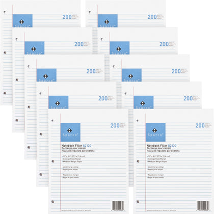 Sparco Filler Paper: Letter Size Ruled with Red Margin - 200 Sheets - Paper