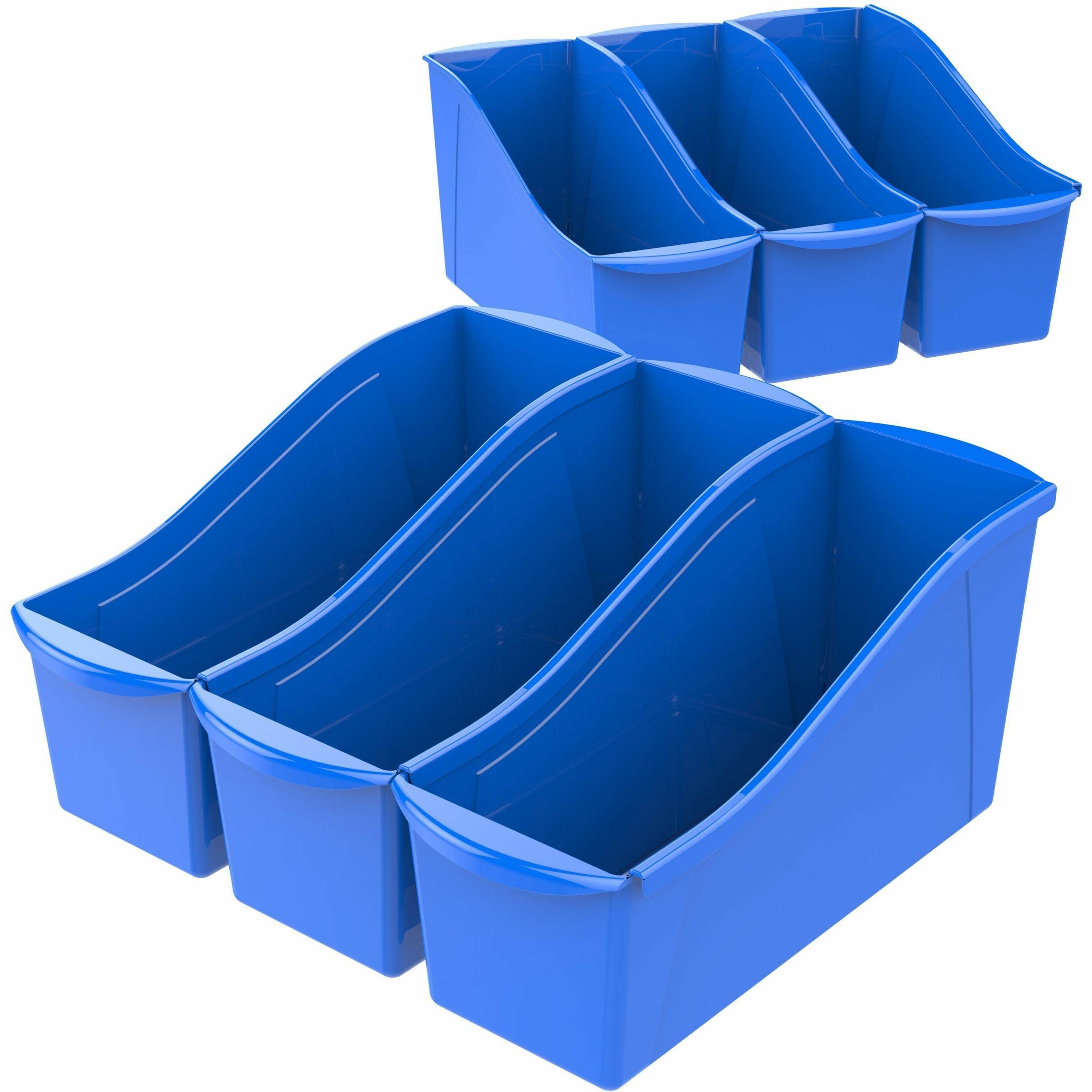Storex Storex Multiuse Bins Blue 6/pkg - 7" Height x 5.30" Width x 14.30" Length - Blue - Plastic - 6 / Pack