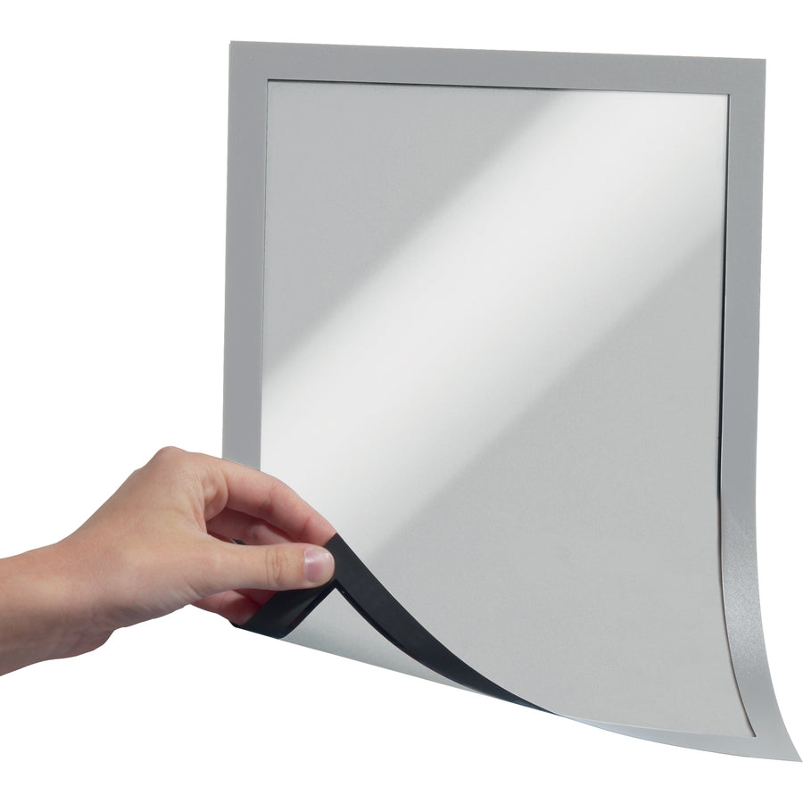 DURABLE DURAFRAME Document Frame - Holds 8.50" x 11" Insert - Rectangle - Surface - Horizontal, Vertical - Sturdy, Magnetic, Self-adhesive - Silver - 2 / Pack