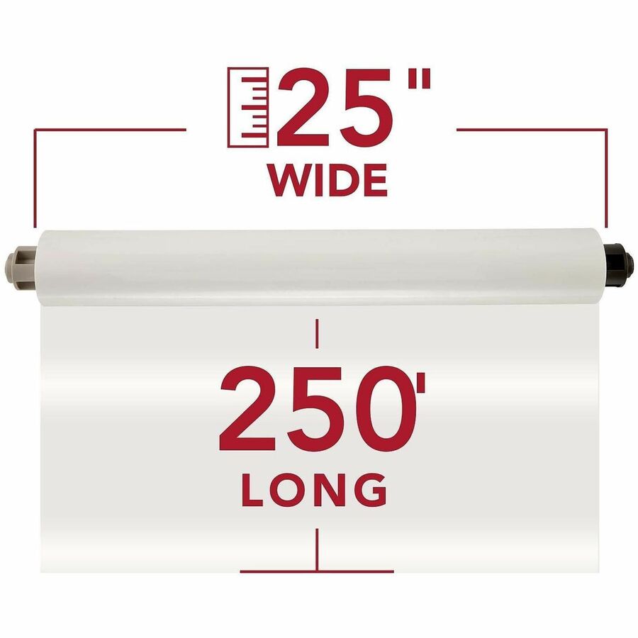 GBC EZLoad NAP II Low Temp Laminating Roll Film - Laminating Pouch/Sheet Size: 25" Width x 250 ft Length x 3 mil Thickness - Glossy - 1" Core - Clear - 2 / Carton