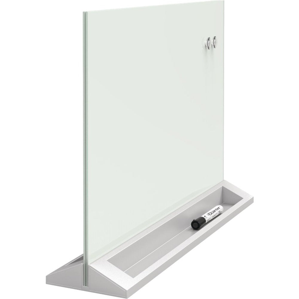 Quartet Dry Erase Panel - 23" (1.9 ft) Width x 17" (1.4 ft) Height - White Glass Surface - Rectangle - Horizontal - Desktop - Magnetic - Frameless, Stain Resistant, Ghost Resistant - 1 Each