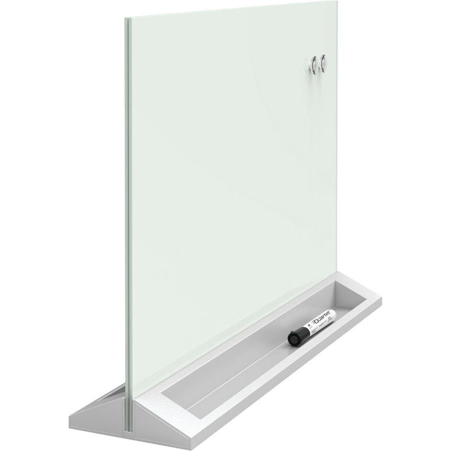 Quartet Dry Erase Panel - 23" (1.9 ft) Width x 17" (1.4 ft) Height - White Glass Surface - Rectangle - Horizontal - Desktop - Magnetic - Frameless, Stain Resistant, Ghost Resistant - 1 Each
