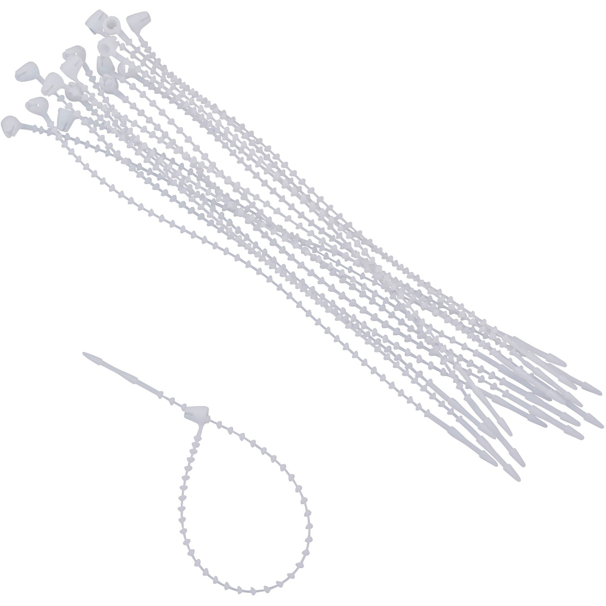 Advantus Beaded Cable Ties: White 0.25’’ Length - 250 Pack - Audio/Video Cables & Accessories