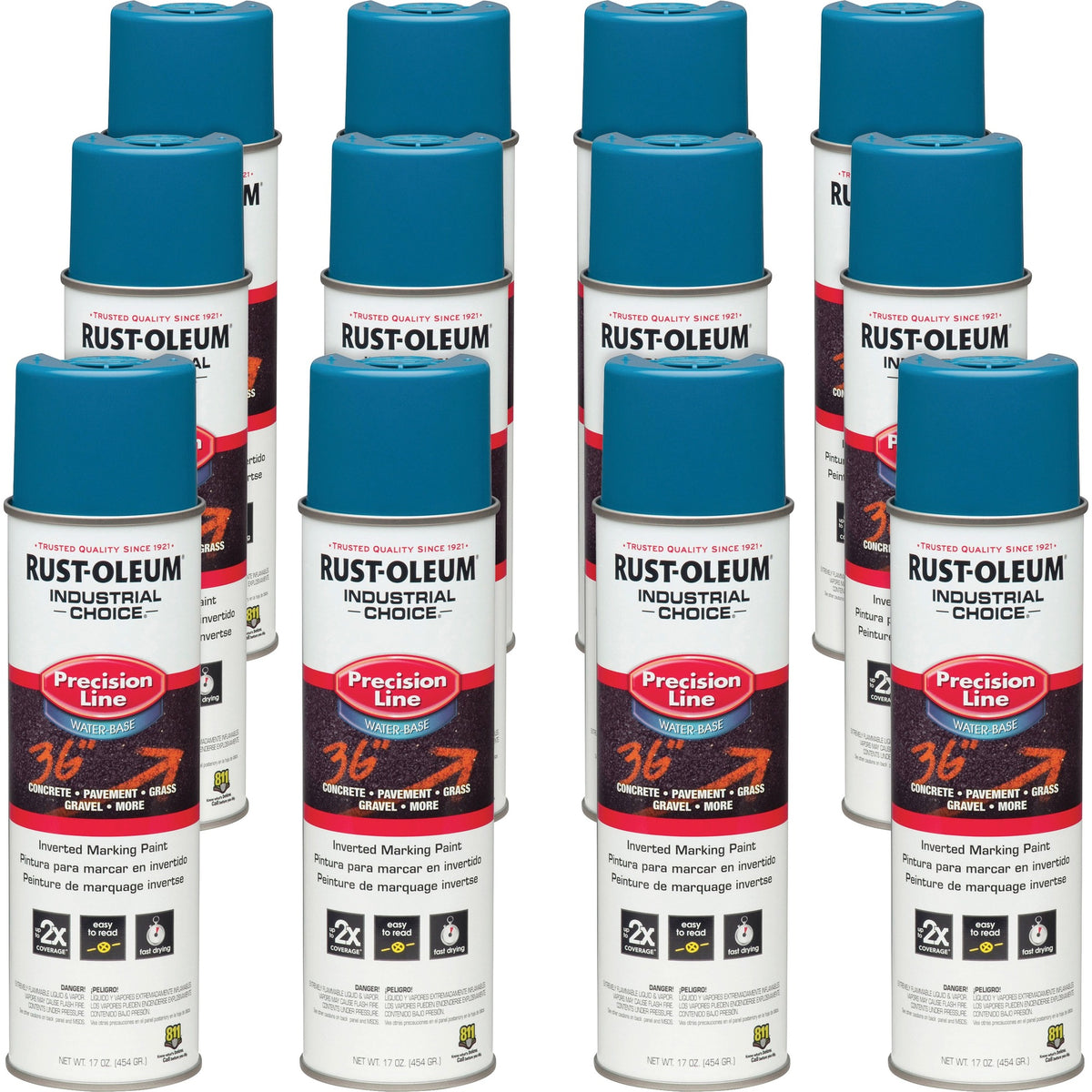 Rust-Oleum Industrial Choice Precision Line Marking Paint - 1 Color(s) - Caution Blue - 17 fl oz - 12 / Carton