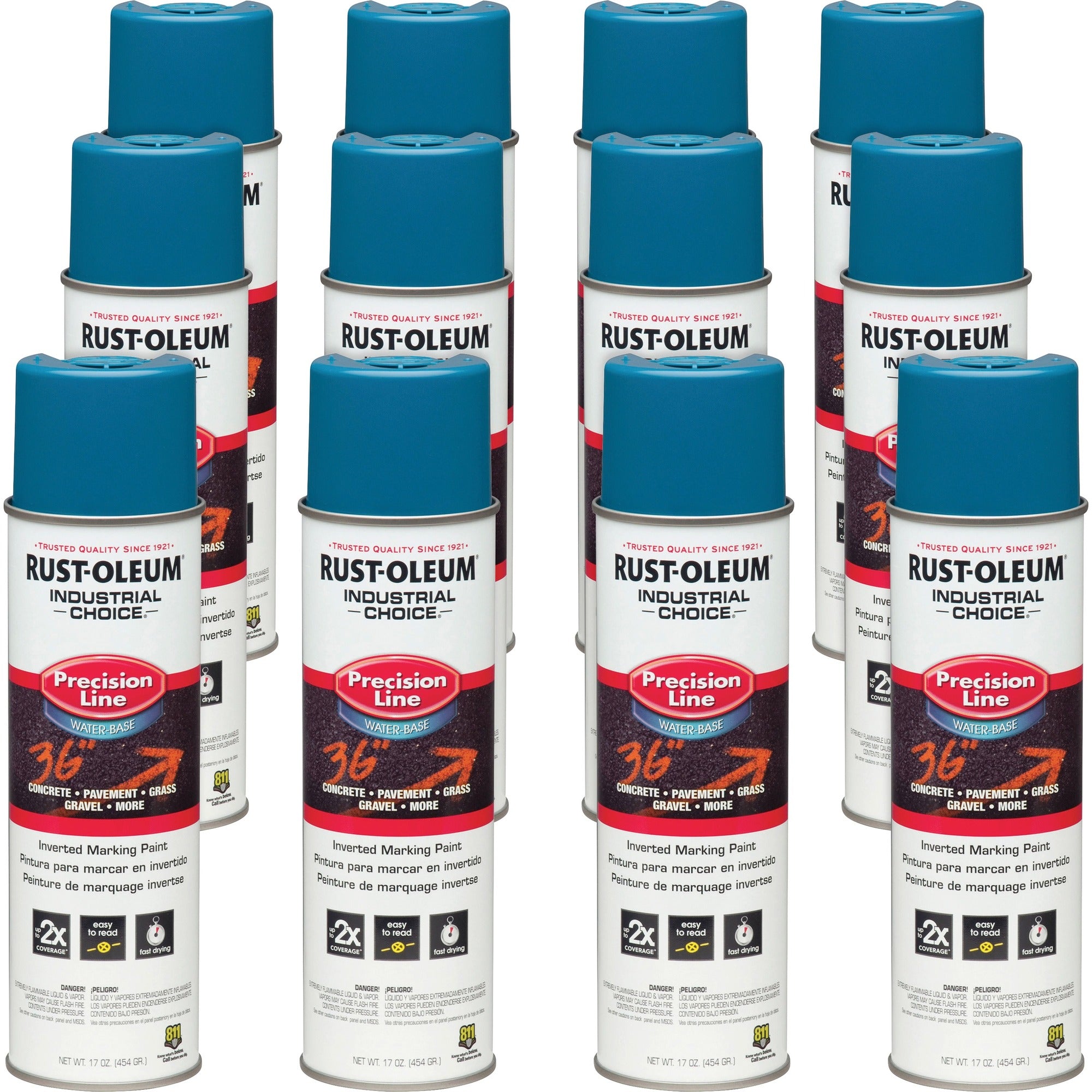 Rust-Oleum Industrial Choice Precision Line Marking Paint - 1 Color(s) - Caution Blue - 17 fl oz - 12 / Carton