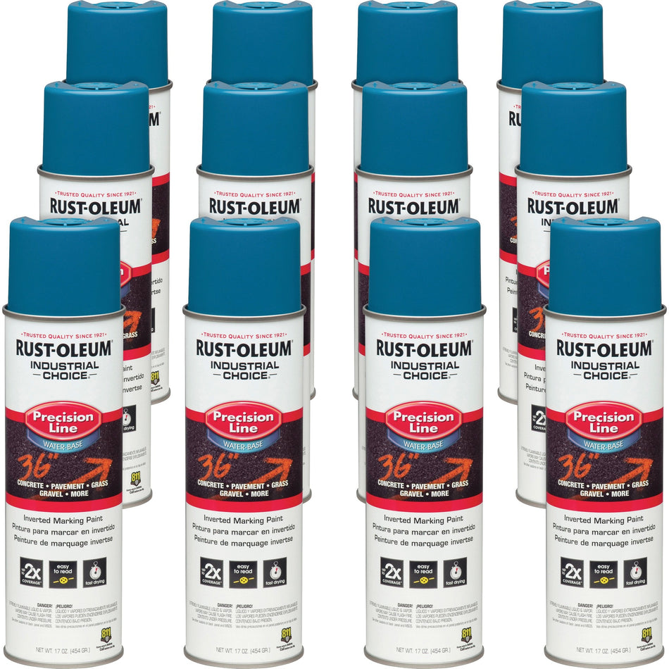 Rust-Oleum Industrial Choice Precision Line Marking Paint - 1 Color(s) - Caution Blue - 17 fl oz - 12 / Carton