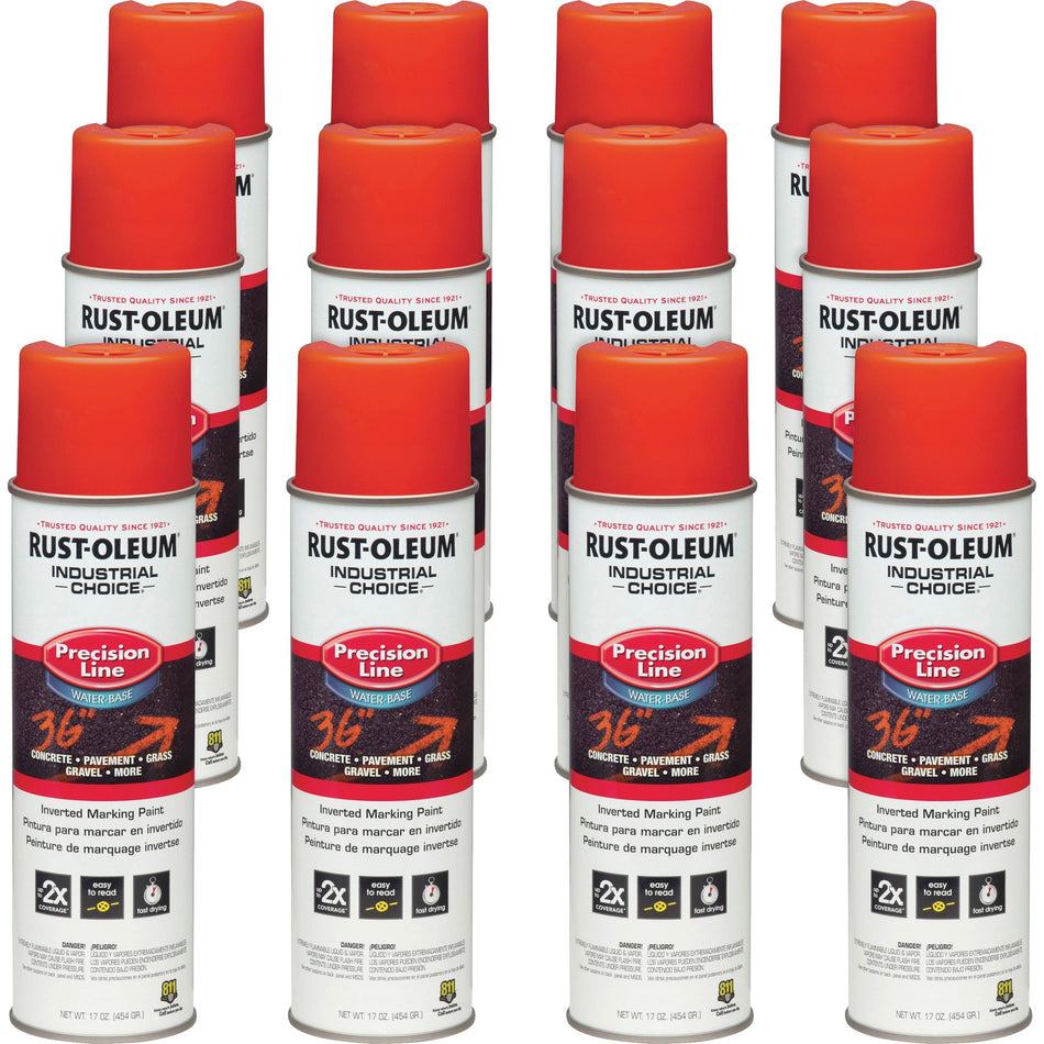 Rust-Oleum Industrial Choice Precision Line Marking Paint - 1 Color(s) - Alert Orange - 17 fl oz - 12 / Carton