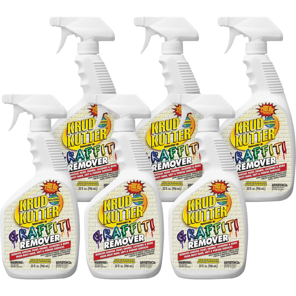 Krud Kutter Graffiti Remover - Ready-To-Use - 32 fl oz (1 quart) - Water Based, Non-flammable - Clear - 6 / Carton