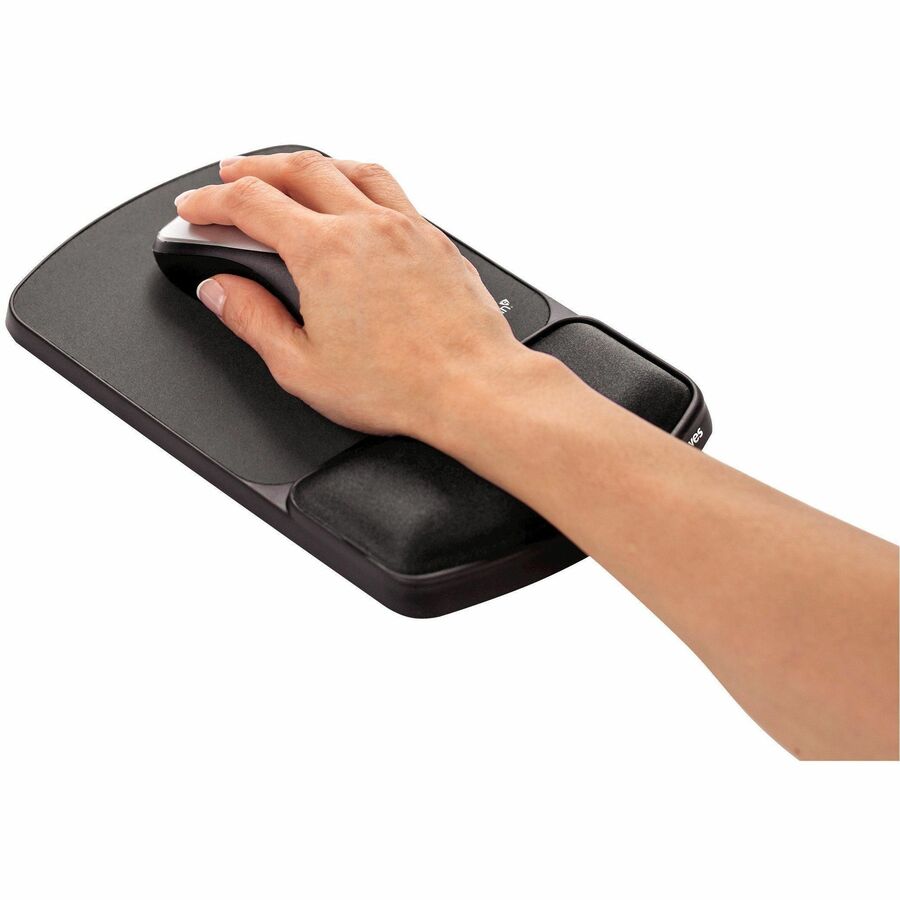 Fellowes Mouse Pad / Wrist Support with Microban Protection - 0.88" Height x 6.75" Width x 10.13" Depth - Graphite - Polyester, Gel - Wear Resistant, Tear Resistant, Skid Proof - 1 Each