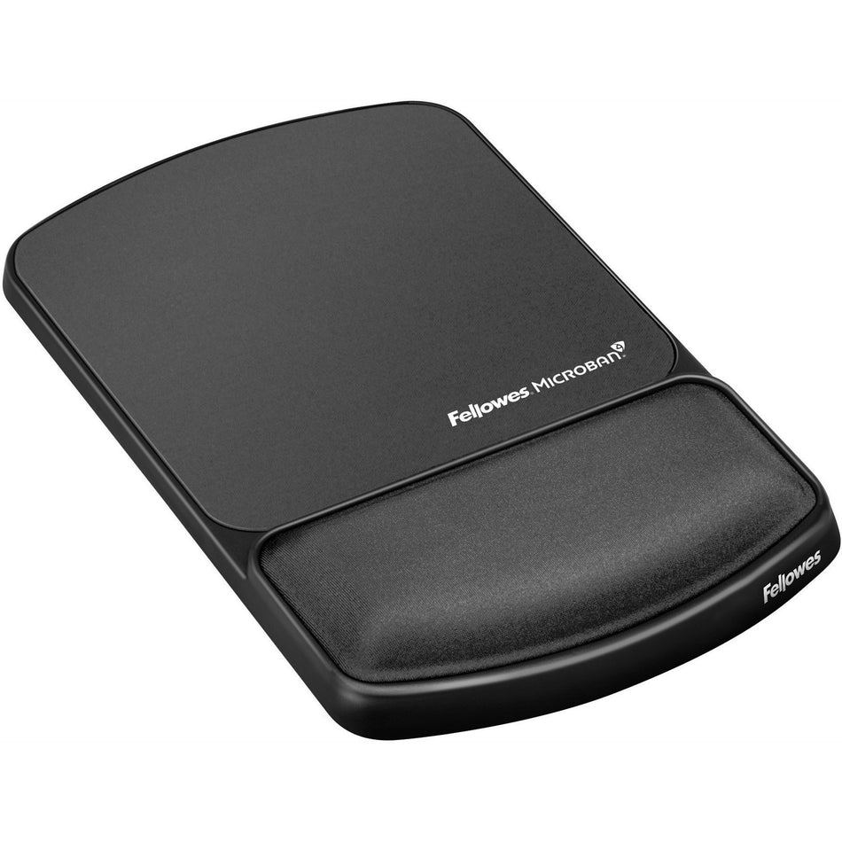 Fellowes Mouse Pad / Wrist Support with Microban Protection - 0.88" Height x 6.75" Width x 10.13" Depth - Graphite - Polyester, Gel - Wear Resistant, Tear Resistant, Skid Proof - 1 Each