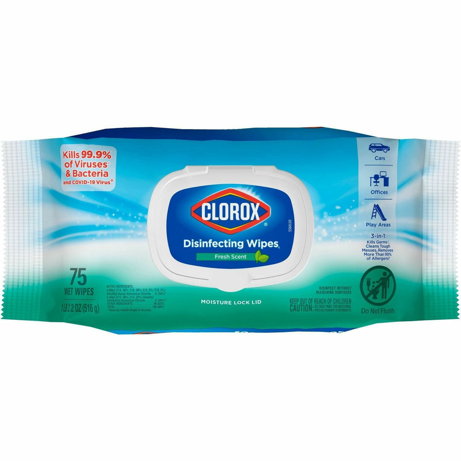 Clorox Disinfecting Cleaning Wipes Flex Pack - Fresh - White - 75/Pack - 1 Each