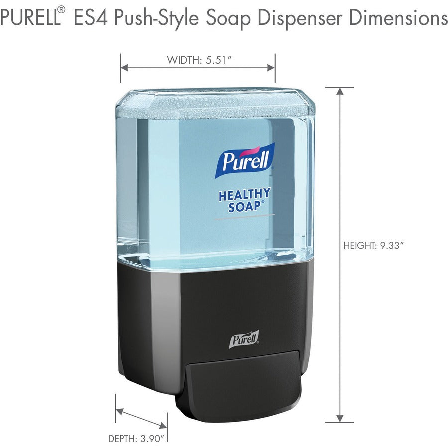PURELL® ES4 Soap Dispenser, Push-Style - Manual - 1.27 quart Capacity - Locking Mechanism, Durable, Wall Mountable - Graphite - 1 Each