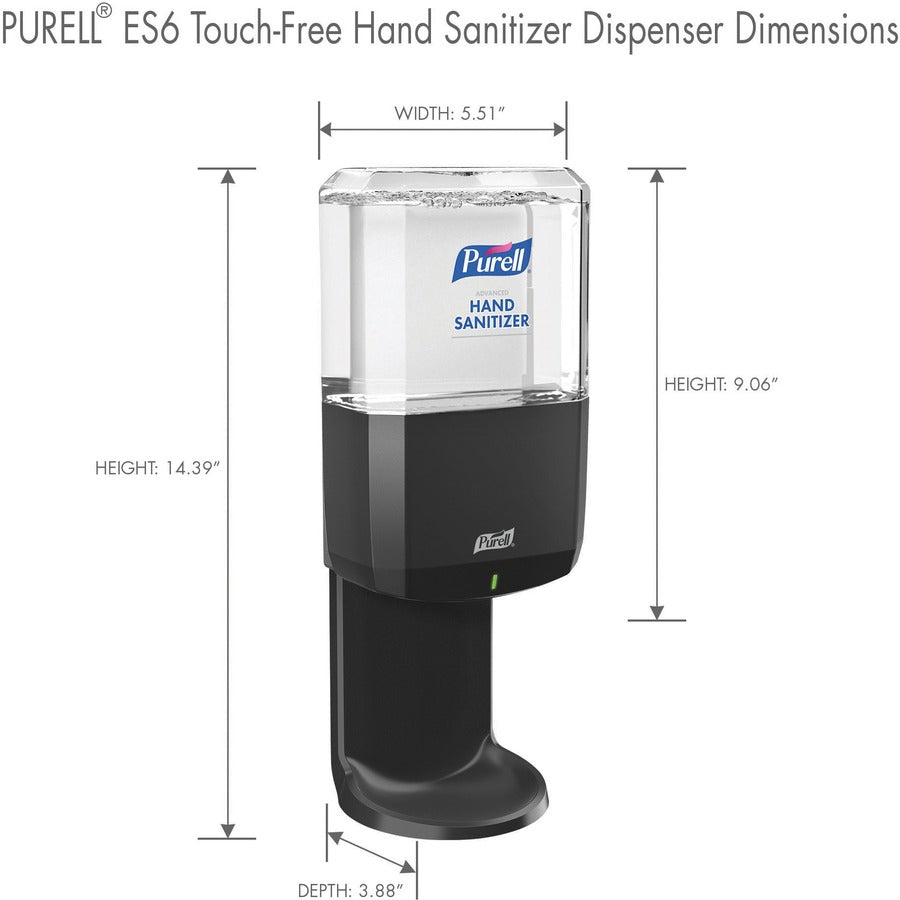 PURELL® ES6 Touch-Free Hand Sanitizer Dispenser, Graphite (6424-01) - Automatic - 1.27 quart Capacity - Support 4 x C Battery - Locking Mechanism, Durable, Wall Mountable, Touch-free - Graphite - 1 Each