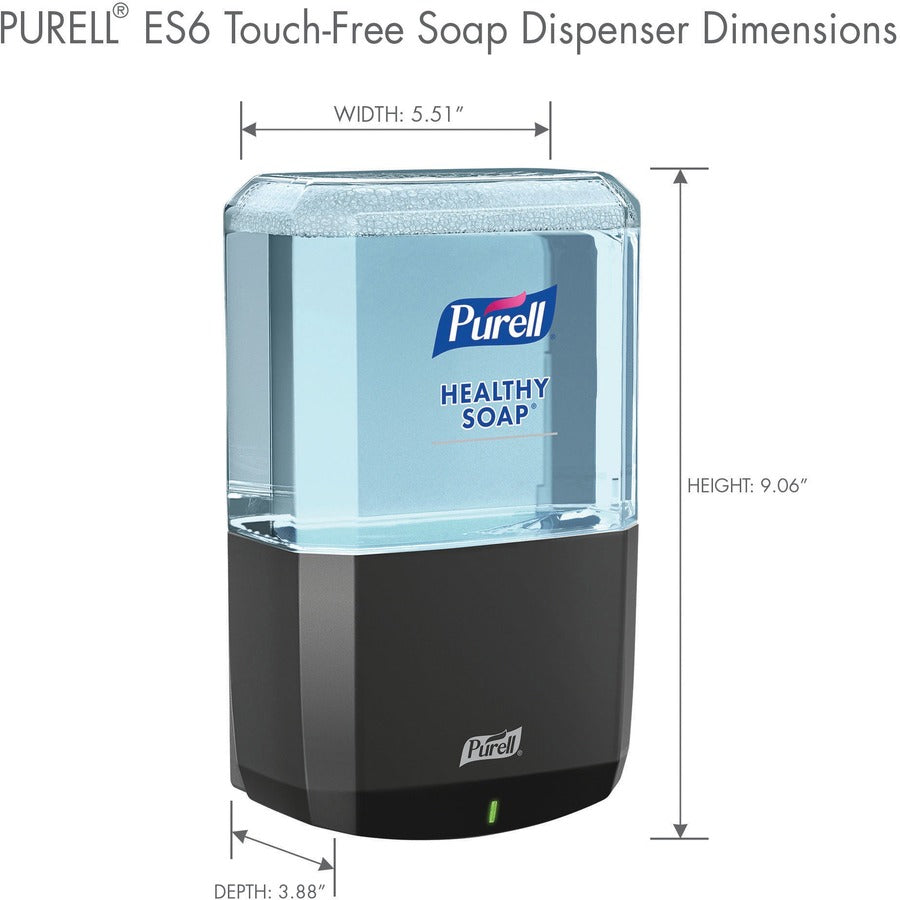 PURELL® ES6 Touch-free Hand Soap Dispenser - Automatic - 1.27 quart Capacity - Support 4 x C Battery - Locking Mechanism, Durable, Wall Mountable, Touch-free - Graphite - 1 Each