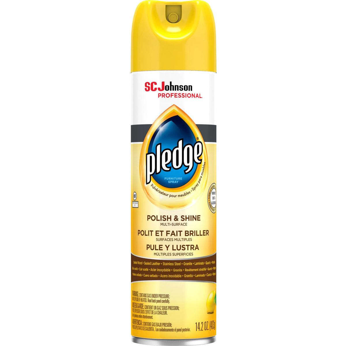 Pledge Lemon Enhancing Polish - 14.2 fl oz (0.4 quart) - Lemon Scent - White - 1 Each