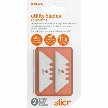 Slice Replacement Ceramic Utility Blades - 2.40" Length - Non-conductive, Non-magnetic, Rust Resistant, Reversible, Non-sparking - Zirconium Oxide - White - 2 / Pack