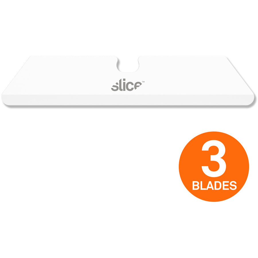 Slice Rounded Tip Ceramic Utility Blades - 2.60" Length - Non-conductive, Non-magnetic, Rust Resistant, Reversible, Non-sparking - Zirconium Oxide - White - 3 / Pack